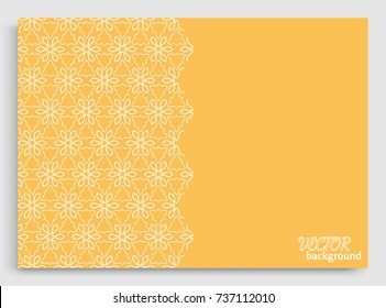 Abstract line background with place for the text. Greeting card or Wedding invitation template. Geometric trendy linear background, lace texture, tribal ethnic arabic, indian decorative ornament