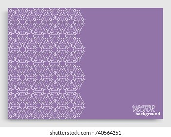 Abstract line background with place for the text. Greeting card or Wedding invitation template. Geometric trendy linear background, lace texture, tribal ethnic arabic, indian decorative ornament