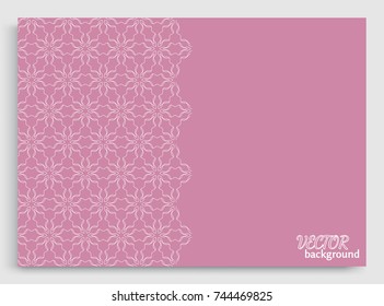 Abstract line background with place for the text. Greeting card or Wedding invitation template. Geometric trendy linear background, lace texture, tribal ethnic arabic, indian decorative ornament