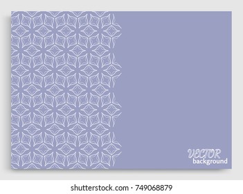 Abstract line background with place for the text. Greeting card or Wedding invitation template. Geometric trendy linear background, lace texture, tribal ethnic arabic, indian decorative ornament