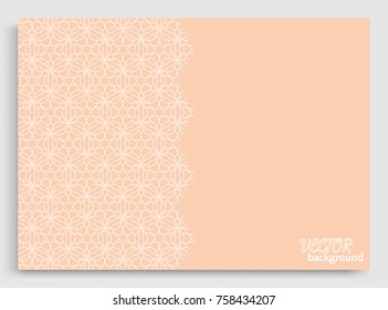 Abstract line background with place for the text. Greeting card or Wedding invitation template. Geometric trendy linear background, lace texture, tribal ethnic arabic, indian decorative ornament