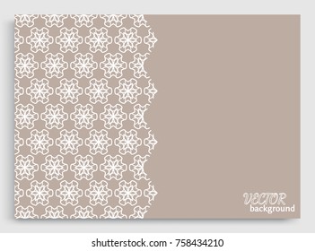 Abstract line background with place for the text. Greeting card or Wedding invitation template. Geometric trendy linear background, lace texture, tribal ethnic arabic, indian decorative ornament