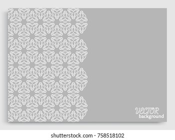 Abstract line background with place for the text. Greeting card or Wedding invitation template. Geometric trendy linear background, lace texture, tribal ethnic arabic, indian decorative ornament