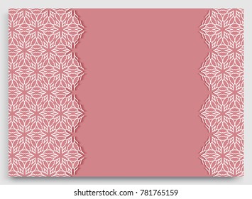 Abstract line background with place for the text. Greeting card or Wedding invitation template. Geometric trendy linear background, lace texture, tribal ethnic arabic, indian decorative ornament