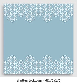 Abstract line background with place for the text. Greeting card or Wedding invitation template. Geometric trendy linear background, lace texture, tribal ethnic arabic, indian decorative ornament