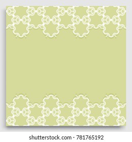 Abstract line background with place for the text. Greeting card or Wedding invitation template. Geometric trendy linear background, lace texture, tribal ethnic arabic, indian decorative ornament