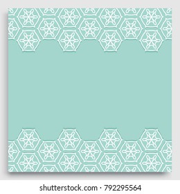 Abstract line background with place for the text. Greeting card or Wedding invitation template. Geometric trendy linear background, lace texture, tribal ethnic arabic, indian decorative ornament