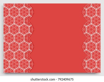 Abstract line background with place for the text. Greeting card or Wedding invitation template. Geometric trendy linear background, lace texture, tribal ethnic arabic, indian decorative ornament