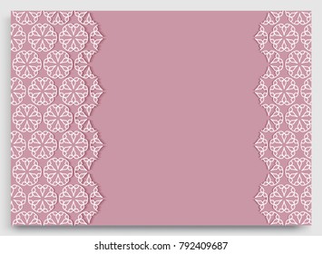 Abstract line background with place for the text. Greeting card or Wedding invitation template. Geometric trendy linear background, lace texture, tribal ethnic arabic, indian decorative ornament