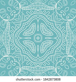 Abstract line background, seamless texture, retro floral and geometric ornament, lace pattern, tribal ethnic decoration, hand drawn artwork