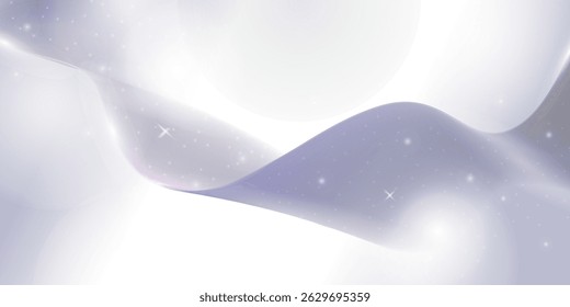 Fondo de línea Abstractas suave, ondas fluidas de luz brillan en un brillo de ensueño, etéreo blanco y lavanda.