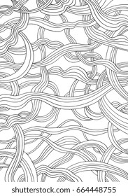Abstract line background. Vector artwork. Black and white pattern. Coloring book pages for adults. Optical illusion. Amazing hand drawn doodle art. Poster, banner, web mobile interface template