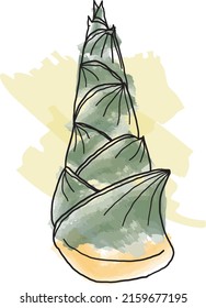 Abstract line of Bamboo shoots with color pait on white background.
