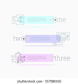 Abstract line banners design template. Can be used as Infographics, numbered banners, timeline, steps, tutorial, workflow diagrams. Illustration, Vector eps10.