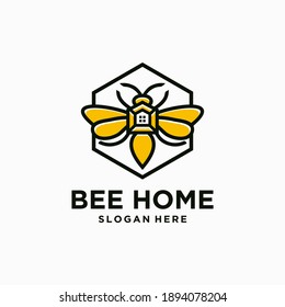 Abstract  line  Bee house logo icon vector template on white background