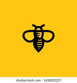 abstract line bee logo vector