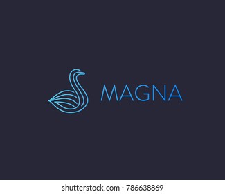 Diseño Abstractas del logotipo del pato pájaro de la línea. Logotipo del Vector Swan spa