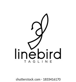 abstract line bird logo design idea