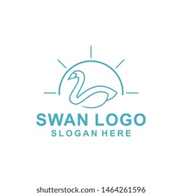 Abstract line bird wing leaf logo design. Swan spa start vector logotype