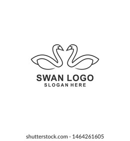 Abstract line bird wing leaf logo design. Swan spa start vector logotype