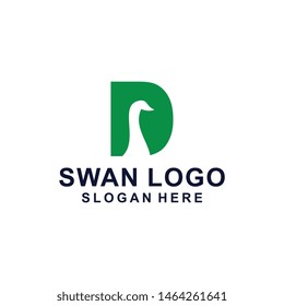 Abstract line bird wing leaf logo design. Swan spa start vector logotype