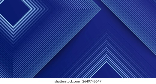 Fondo azul de línea Abstractas con efecto dinámico. Ilustración vectorial de movimiento con decoración de línea blanca. Moderno degradado azul marino oscuro.