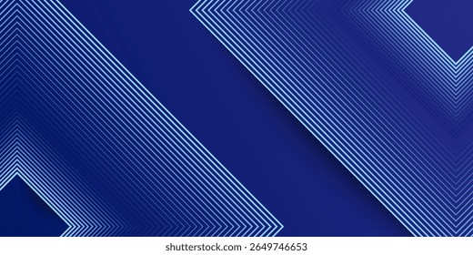 Fondo azul de línea Abstractas con efecto dinámico. Ilustración vectorial de movimiento con decoración de línea blanca. Moderno degradado azul marino oscuro.
