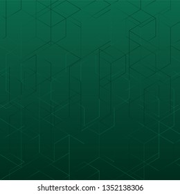 Abstract line box square on green background, vector illustration