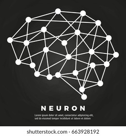 Abstract Line Brain Neural Network Chalkboard Poster Design. Vector Illustration