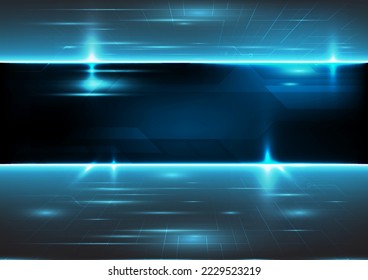 Abstrakter Linien, heller Glanz auf Vintage-blauem Bildschirm, auf technischem Hintergrund