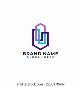 abstract line building vector logo