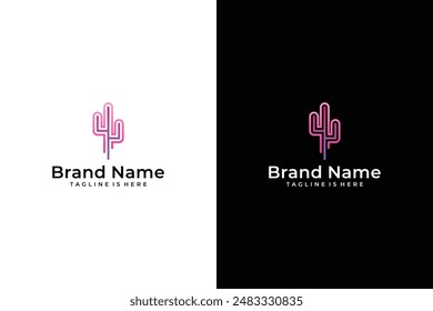 abstract line cactus vector logo