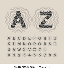 Abstract Line Circle Font and Numbers, Eps 10 Vector