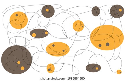 abstract of line and circle pattern on white background