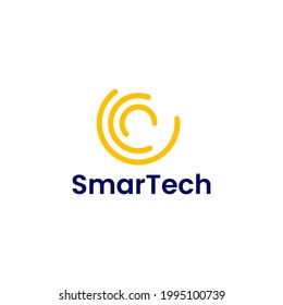diseño de logotipo de giro de círculo de línea abstracta
