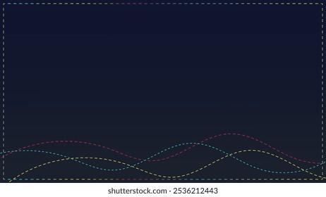 Abstract line color on blue background. Colorful waves isolated.
