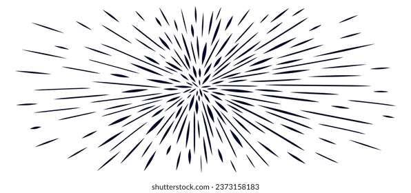 Resumen de brote de historietas de línea. Ilustración del manga de velocidad radial, explosión, fondo del vector de luz solar. Diseño de superhéroes gráficos