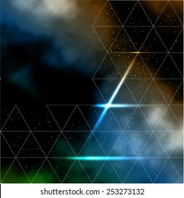Abstract line composition with galaxy night sky background