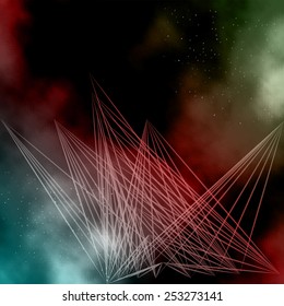 Abstract line composition with galaxy night sky background