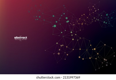 abstract line connect with color dots on gradient violet background use for food drinking product label technology advertisement and presentation website template vector eps.