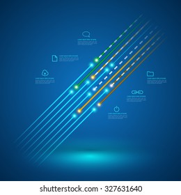 Abstract line connect concept with icons. Vector illustration. Can use for finer optic concept advertising. Network infographic, business communication, network technology concept