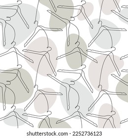 Resumen de línea de línea continua colgador de ropa de dibujo icono vector patrón sin fisuras. Ilustración dibujada a mano de esquema. Papel tapiz, fondo, tela, papel de embalaje, sala de exposición, escaparate, decoración de tienda.