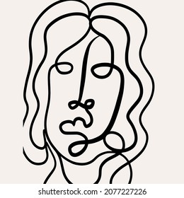 Abstract line continuous face. Contemporary drawing in modern cubism style. Decor Printable Art, Abstract Art Prints, Modern Wall Art, House Warming Gift.