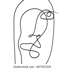 Abstract line continuous face. Contemporary drawing in modern cubism style. Decor Printable Art, Abstract Art Prints, Modern Wall Art, House Warming Gift.