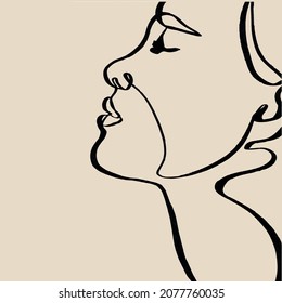 Abstract line continuous face. Contemporary drawing in modern cubism style. Decor Printable Art, Abstract Art Prints, Modern Wall Art, House Warming Gift.