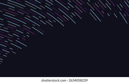 Abstract line curve colorful on dark background. Modern art wall poster stripes template. Vector illustration