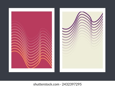 Plantilla de fondo de cubierta de curva de línea abstracta, fondo de patrón de línea, listo para usar.
