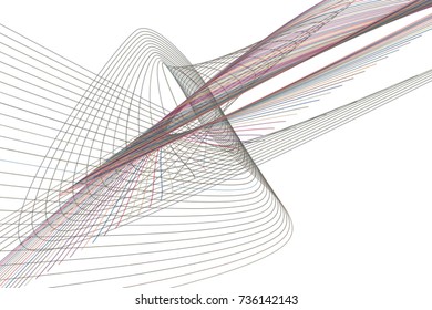 Abstract line & curve geometric pattern, colorful & artistic for graphic design, catalog, textile or texture printing & background. Vector illustration graphic.