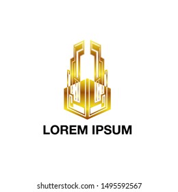 abstract line for cyber city or building logo icon