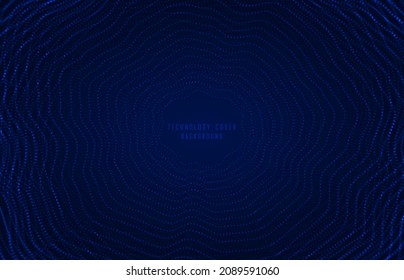 Abstract line design of futuristic blue dot particle artwork template. Overlapping for cover science background. Illustration vector